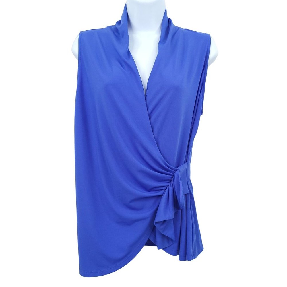 Soft Surroundings Top Blue Blouse Sleeveless Womens Size M Pullover Flowy Casual